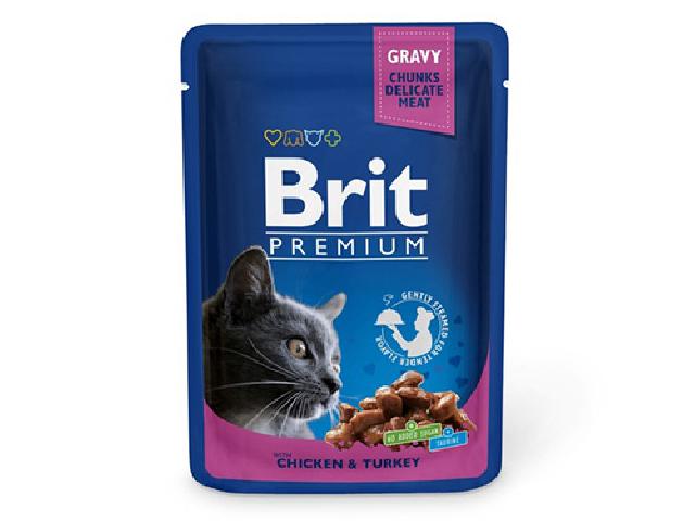 Brit Premium Cat pouch with chicken and turkey, з куркою та індичкою 100g