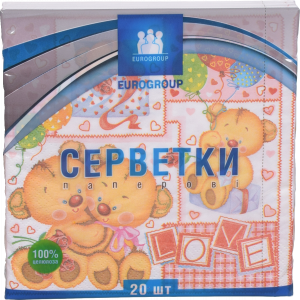Серветки Єврогруп 20 шт. 3333 Дитячі ведмедики 186