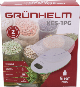 Ваги Grunhelm д/кухні 5 кг з тарілкою зел. KES-1PG 70346
