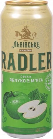 Пиво Львівське 0,48 л з/б RADLER яблуко та мята