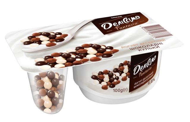 Йогурт Данон Деліссімо Фантазія 100 г 6,8 з шокол. кульками