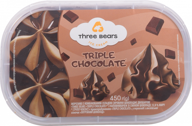 Морозиво Три Ведмеді 450 г Triple chocolate