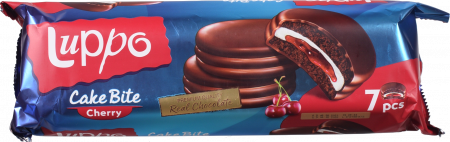 Кекс Luppo 182 г з какао та маршмеллоу та вишневою начинкою у мол. шоколаді
