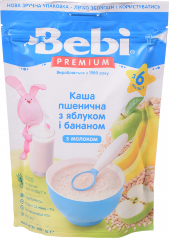 Каша Бебі Преміум 250/200 г мол. пшениця - яблуко, банан
