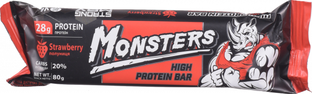 Батончик протеїновий Vale Monsters 80 г з полуницею
