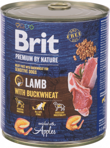 Корм д/собак Brit Premium by Nature 800 г з/б з ягням та гречкою