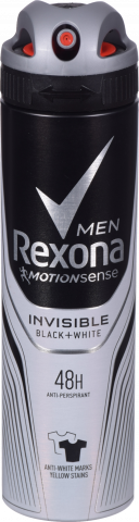Дезодор Rexona 150 мл спрей д/чол. Невидимий на чорному і білому