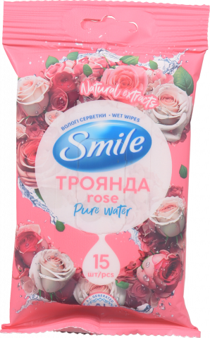 Серветки вологі Smile 15 шт. Daily Троянда