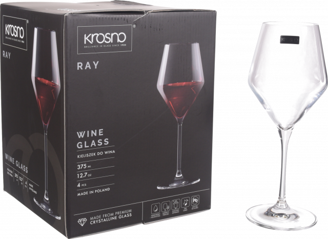 Набір бокалів д/вина Kros Ray 375 мл 4 шт.