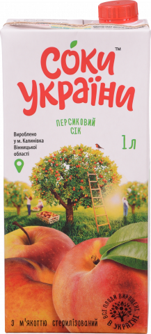 Сік Соки України 1 л Персиковий з м`якоттю