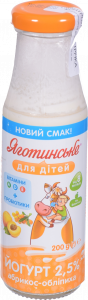 Йогурт Яготинський для дітей 2,5 200 мл скл. абрикос-обліпиха