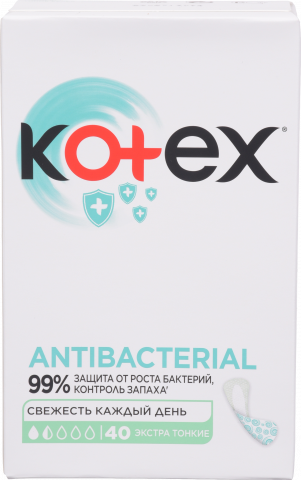 Прокладки щоден. Kotex 40 шт. Antibacterial екстра тонкі