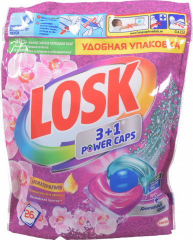 Гель д/прання Losk Тріо-Капсули Ефірні олії та Малазійські квіти 26 шт.