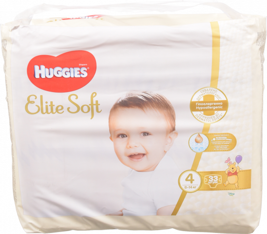 Підг. Huggies 33 шт. Elite Soft/Extra Care Jumbo 4 (8-16 кг)