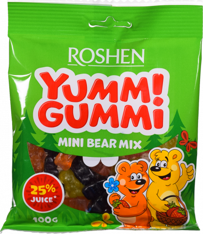 Жувальні Цукерки Рошен 70/100 г Yummi Gummi Mini Bear Mix