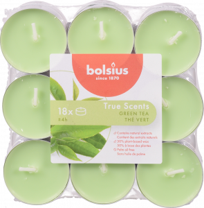 Свічки-таблетки Bolsius 4 год. 18 шт. True Scents, зелений чай арт. 101926943443