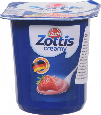 Йогурт Zott Цоттіс 115 стак. Крімі зі смаком полуниці