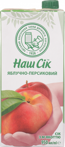 Сік Наш Сік 0,95 л т/п Яблучно-персиковий