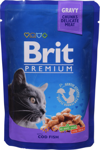 Корм д/котів Brit Premium Cat pouch 100 г пак. Тріска 100272