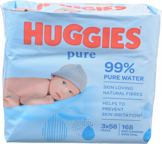 Серветки вологі Huggies 56 шт. Pure 2+1