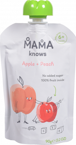 Пюре Mama knows 90 г д/пак. яблуко-персик без цукру