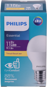 Лампа LED Philips звичайна жовта 11 Вт E27