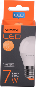 Лампа LED Videx E куля біла 7 Вт E27
