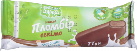 Морозиво Белая Бяроза 70/77 г ескімо Пломбір шоколадний в глазурі