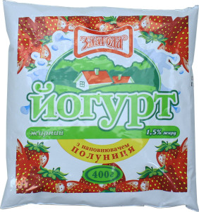 Йогурт 1.5% Клубника Злагода, 400 г