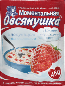 Каша быстрого приготовления со вкусом клубники со сливками Овсянушка, 45 г