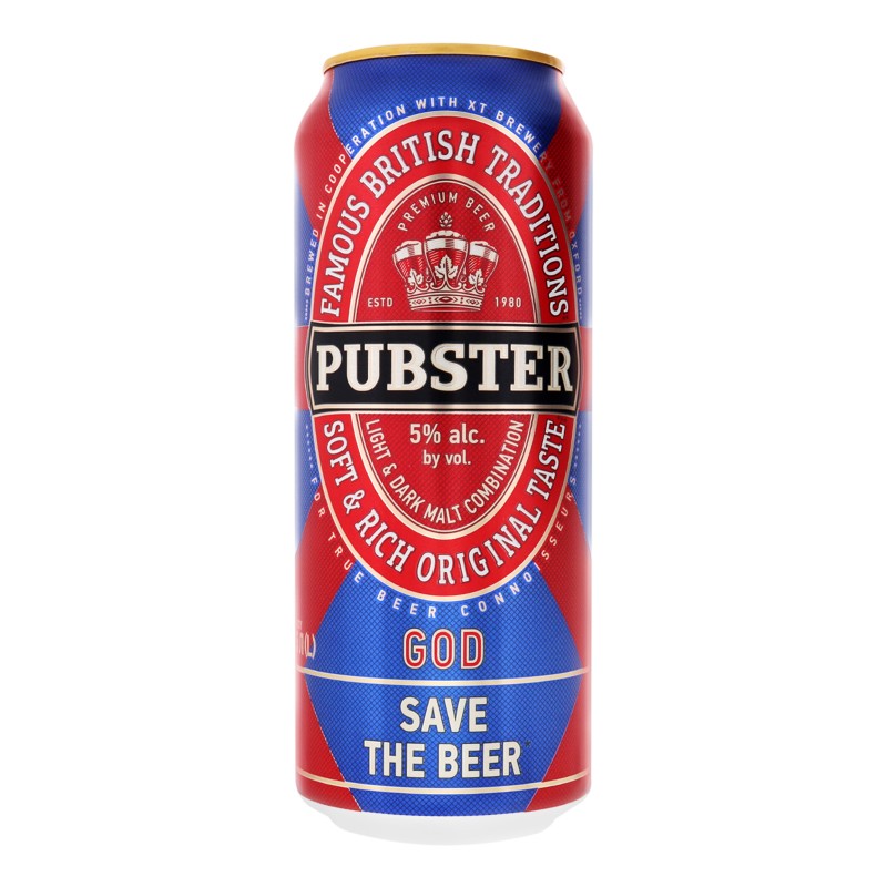 Пиво светлое Pubster, 0.5л ж/б