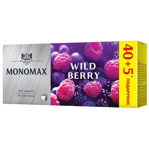 Чай черный пакетированный лесные ягоды Monomax, 2г*45 пак.