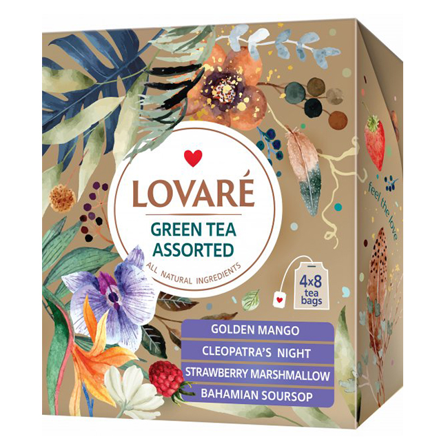 Чай зеленый пакетированный Ассорти Lovare, 1.5г*32 пак.