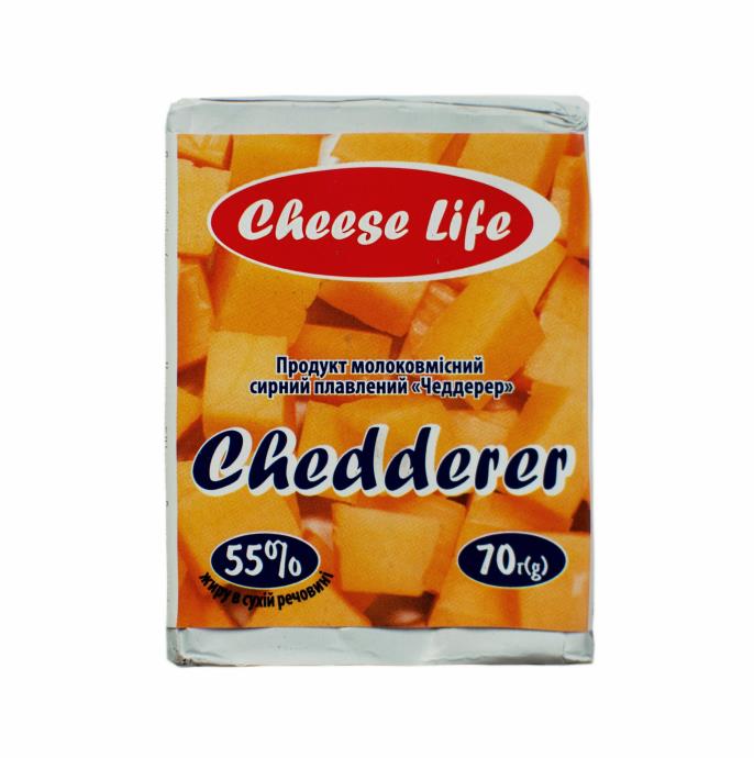 Сыр плавленый 55% Чеддерер Cheese Life, 70 г