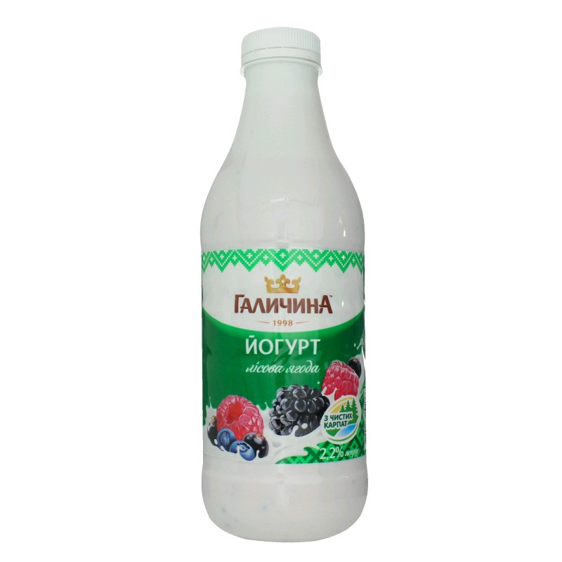 Йогурт 2.2% лесная ягода Галичина, 800 г
