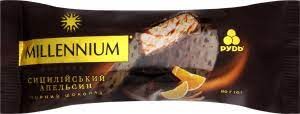 Мороженое эскимо Millenium чёрный шоколад - сицилийский апельсин Рудь, 80 гр