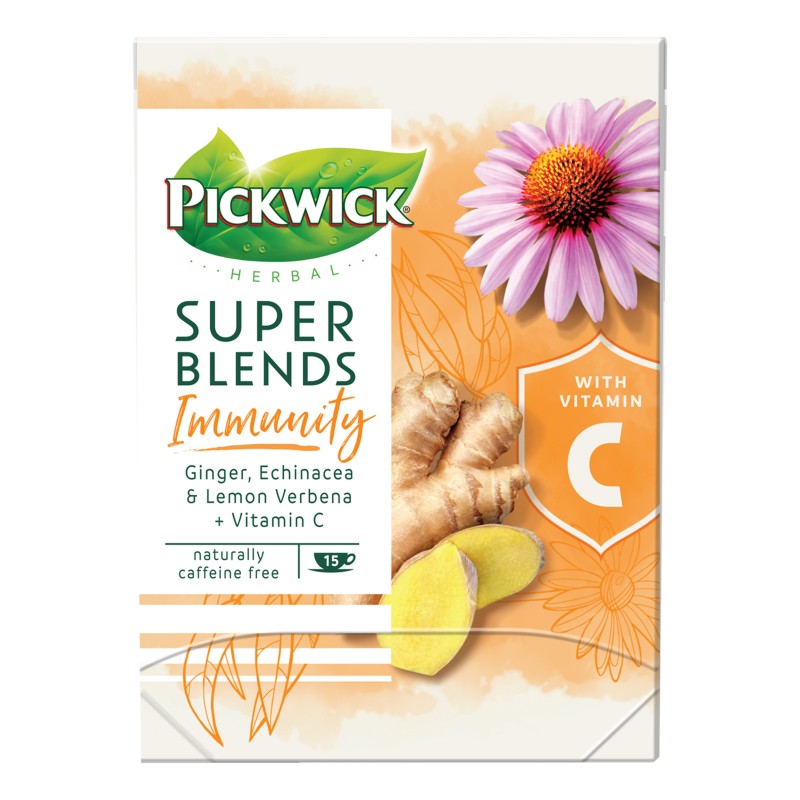 Чай травяной пакетированный с витамином С, лимоном и эхинацеей Pickwick, 1,5 г*15 пак.