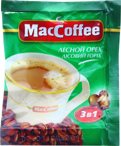 Кофейный напиток 3в1 со вкусом лесного ореха MacCoffee, 18 г