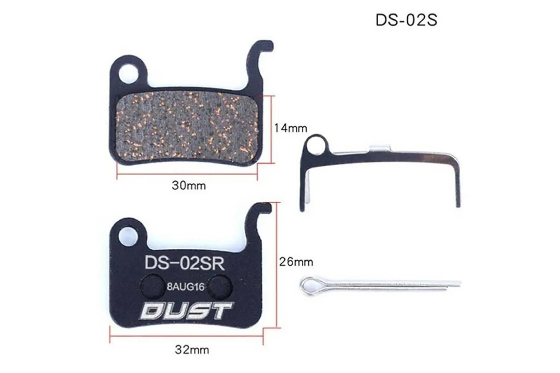 Колодки гальмівні напівметал Dust DS-02s Shimano m975/966/596/800/765/775/601/665/585/545/535; r-505; s-500